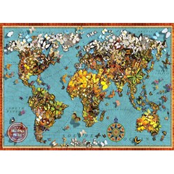 Anatolian (ANA1029) - "Butterfly World Map" - 1000 pieces puzzle
