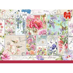 Jumbo (18597) - "Flower Stamps" - 1000 pieces puzzle