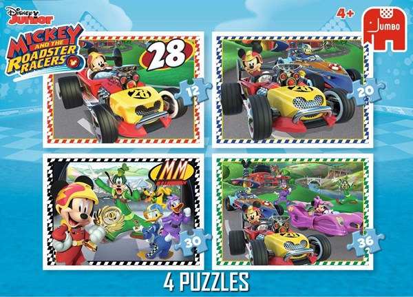 Jumbo (19669) - "Disney, Mickey and the Roadster Racers" - 12 20 30 36 pieces puzzle
