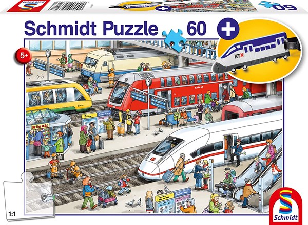 Schmidt Spiele (56328) - "At the train station" - 60 pieces puzzle
