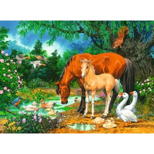 Ravensburger (10833) - "Idyll at the Pond" - 100 pieces puzzle