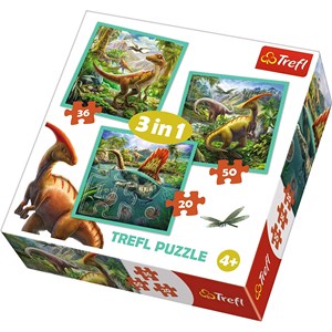 Trefl (34837) - "The extraordinary world of dinosaur" - 20 36 50 pieces puzzle