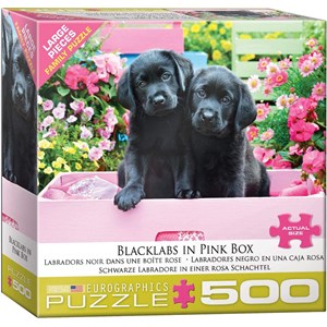 Eurographics (8500-5462) - "Black Labs in Pink Box" - 500 pieces puzzle