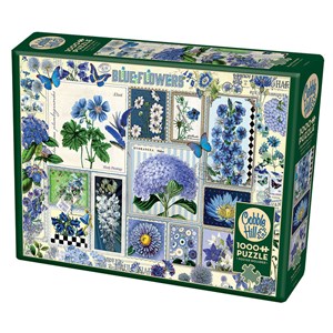 Cobble Hill (80043) - Barbara Behr: "Blue Flowers" - 1000 pieces puzzle