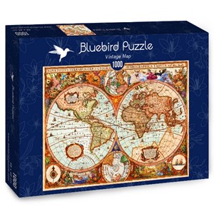 Bluebird Puzzle (70329) - Aimee Stewart: "Vintage Map" - 1000 pieces puzzle