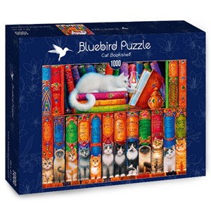 Bluebird Puzzle (70344) - Randal Spangler: "Cat Bookshelf" - 1000 pieces puzzle