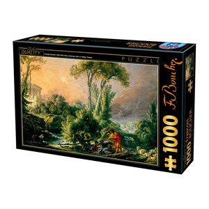 D-Toys (74980) - François Boucher: "River Landscape with an Antique Temple" - 1000 pieces puzzle
