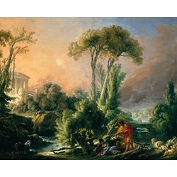 D-Toys (74980) - François Boucher: "River Landscape with an Antique Temple" - 1000 pieces puzzle
