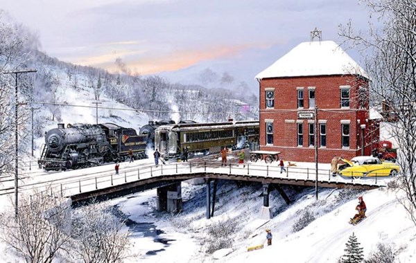 SunsOut (49408) - Larry Fisher: "Holiday With the Family" - 550 pieces puzzle