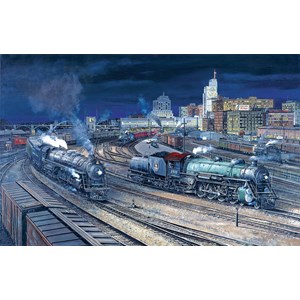 SunsOut (49435) - Larry Fisher: "Night Activity at th S.P.U.D." - 1000 pieces puzzle