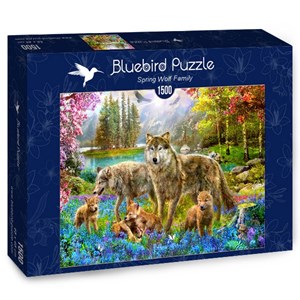 Bluebird Puzzle (70195) - Jan Patrik Krasny: "Spring Wolf Family" - 1500 pieces puzzle