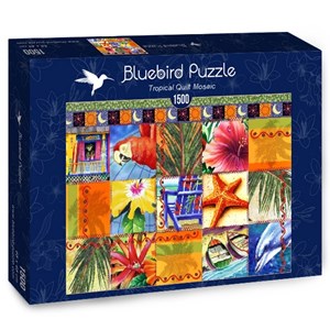 Bluebird Puzzle (70081) - James Mazzotta: "Tropical Quilt Mosaic" - 1500 pieces puzzle
