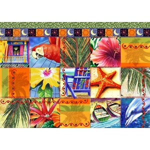 Bluebird Puzzle (70081) - James Mazzotta: "Tropical Quilt Mosaic" - 1500 pieces puzzle