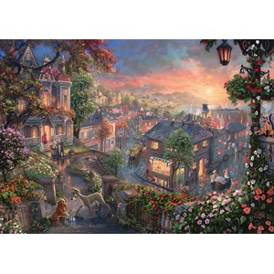 Schmidt Spiele (59490) - Thomas Kinkade: "Disney Lady and the Tramp" - 1000 pieces puzzle