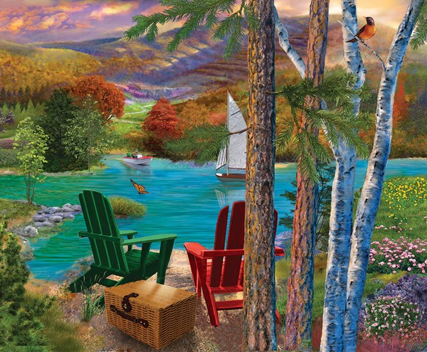 SunsOut (31514) - Bigelow Illustrations: "Lakeside View" - 1000 pieces puzzle