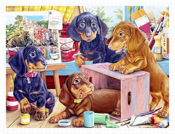 Pintoo (h2087) - "Puppies in the Studio" - 1200 pieces puzzle