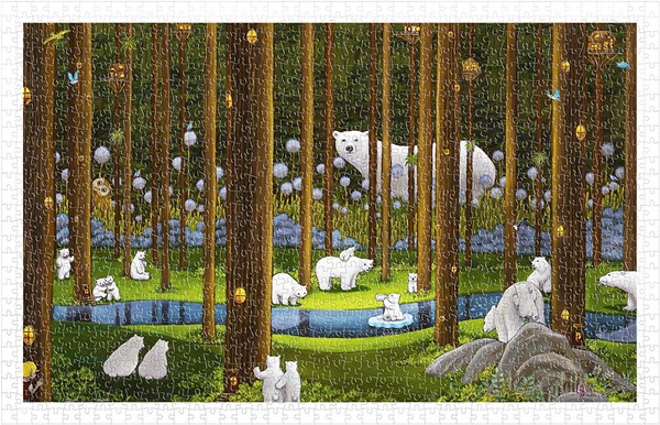 Pintoo (h2075) - "Polar Bears in the Forest" - 1000 pieces puzzle