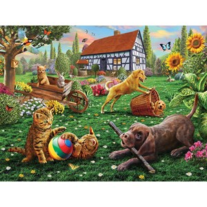 SunsOut (51836) - Adrian Chesterman: "Dogs and Cats at Play" - 500 pieces puzzle