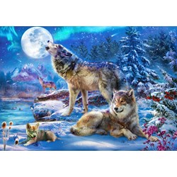Bluebird Puzzle (70147) - Jan Patrik Krasny: "Winter Wolf Family" - 1500 pieces puzzle