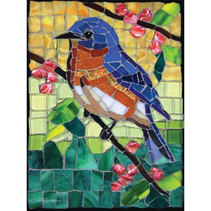 SunsOut (70716) - Cynthie Fisher: "Stained Glass Bluebird" - 1000 pieces puzzle
