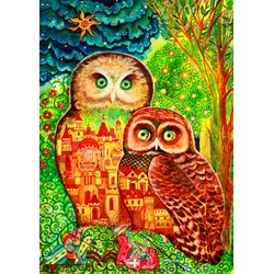 Bluebird Puzzle (70414) - Oxana Zaika: "Owls" - 1000 pieces puzzle