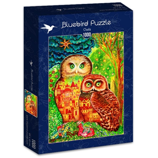 Bluebird Puzzle (70414) - Oxana Zaika: "Owls" - 1000 pieces puzzle