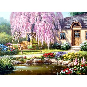 Anatolian (1089) - Sung Kim: "Cherry Blossom Cottage" - 1000 pieces puzzle