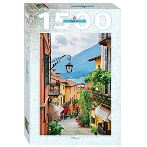 Step Puzzle (83065) - "Street view in Bellagio and lake Como, Italy" - 1500 pieces puzzle