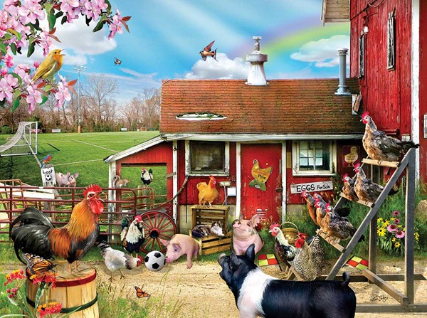 SunsOut (35068) - Lori Schory: "Barnyard Soccer" - 300 pieces puzzle