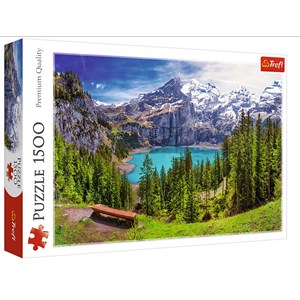 Trefl (26166) - "Lake Oeschinen, Alps, Switzerland" - 1500 pieces puzzle