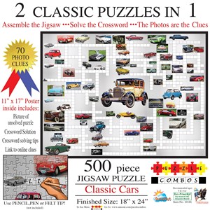 SunsOut (10166) - Irv Brechner: "Puzzle Combo, Classic Cars" - 500 pieces puzzle
