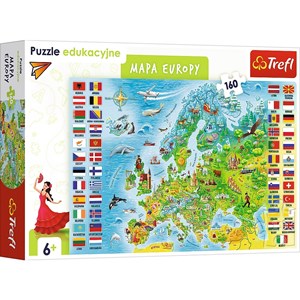 Trefl (15558) - "Map of Europe (in Polish)" - 160 pieces puzzle