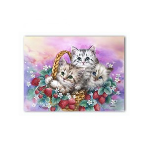 Pintoo (p1119) - "Basket of Strawberries for Cats" - 150 pieces puzzle