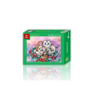 Pintoo (p1119) - "Basket of Strawberries for Cats" - 150 pieces puzzle