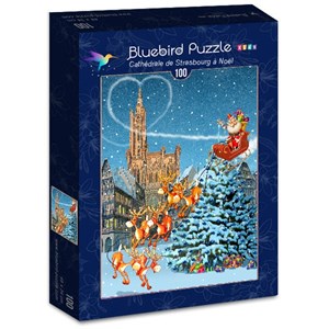 Bluebird Puzzle (70405) - François Ruyer: "Cathédrale de Strasbourg à Noël" - 100 pieces puzzle