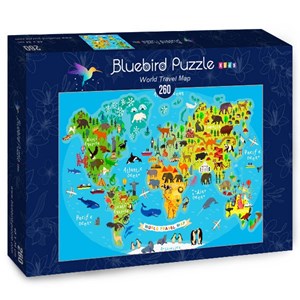 Bluebird Puzzle (70378) - "World Travel Map" - 260 pieces puzzle
