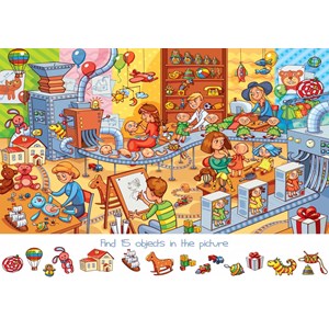 Bluebird Puzzle (70350) - Lyudmyla Kharlamova: "Search and Find, The Toy Factory" - 150 pieces puzzle