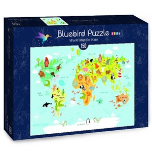 Bluebird Puzzle (70357) - Olga Utchenko: "World Map for Kids" - 150 pieces puzzle