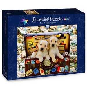 Bluebird Puzzle (70398) - Greg Cuddiford: "Two Travel Puppies" - 100 pieces puzzle