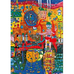 Bluebird Puzzle (60064) - Friedensreich Hundertwasser: "The 30 Days Fax Painting, 1996" - 1000 pieces puzzle