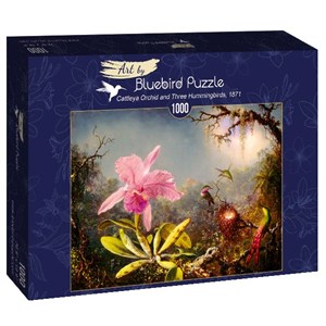 Bluebird Puzzle (60097) - Martin Johnson Heade: "Cattleya Orchid and Three Hummingbirds, 1871" - 1000 pieces puzzle