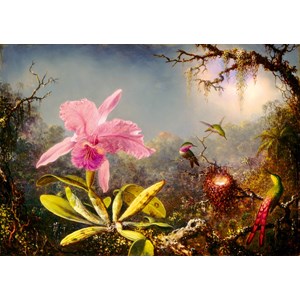 Bluebird Puzzle (60097) - Martin Johnson Heade: "Cattleya Orchid and Three Hummingbirds, 1871" - 1000 pieces puzzle