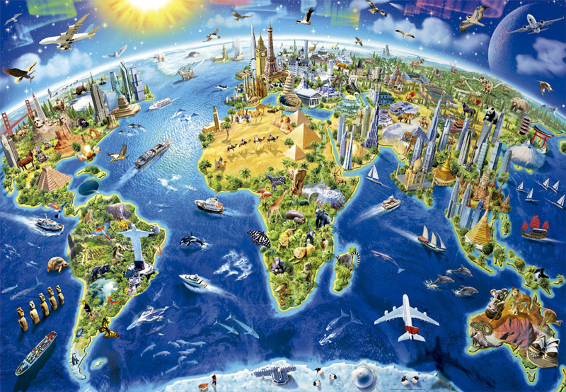 Amazon.com: Educa 2000 World Landmarks Globe Puzzle : Toys