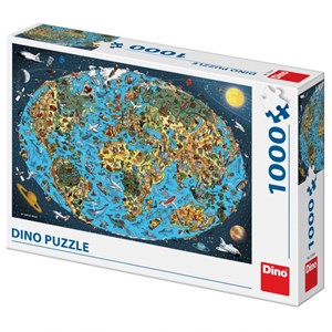 Dino (53281) - "Illustrated World Map" - 1000 pieces puzzle