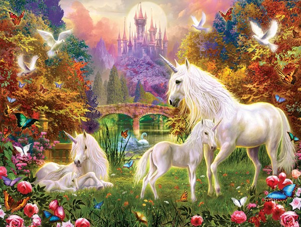 SunsOut (15960) - "Castle Unicorns" - 300 pieces puzzle
