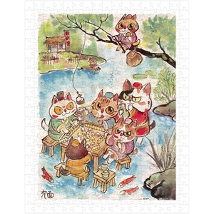 Pintoo (h2112) - Pao Mian: "The Leisure Life of the Cats" - 300 pieces puzzle