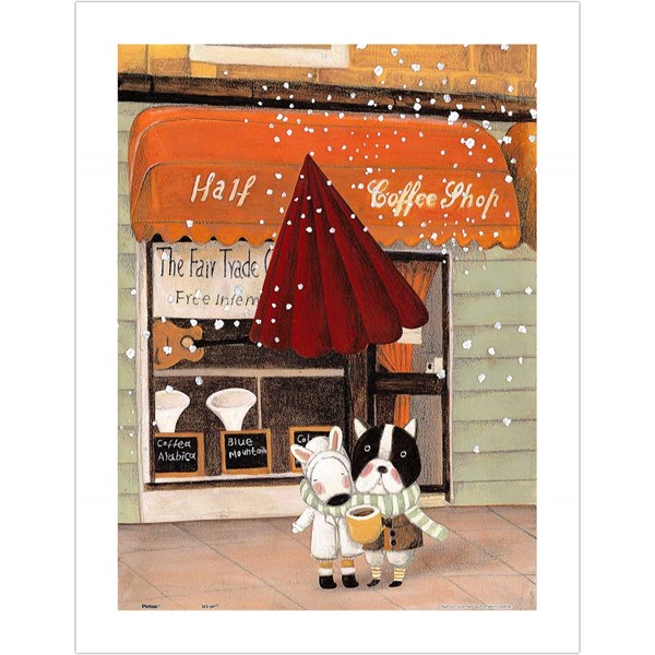 Pintoo (h1708) - Nan Jun: "Half, Coffee Shop" - 300 pieces puzzle