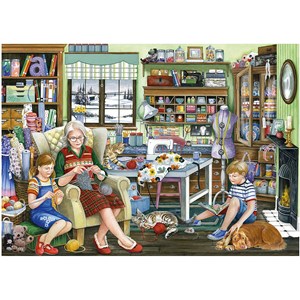 Falcon (11273) - Fiona Osbaldstone: "Granny's Sewing Room" - 1000 pieces puzzle