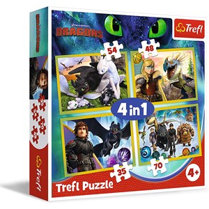 Trefl (34341) - "Dreamworks, Dragons" - 35 48 54 70 pieces puzzle