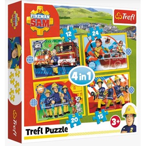 Trefl (34373) - "Helpful Fireman Sam" - 12 15 20 24 pieces puzzle